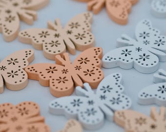Wooden Butterfly Embellishments – Set of 24 (3 Colors, 8 Each) | 4cm Laser Cut Butterflies for Crafts, Scrapbooking, DIY Decor