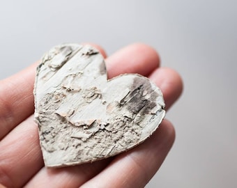 4.5cm Birch Bark Heart Wedding Heart Decoration, Heart Confetti, Wooden Heart, Rustic Heart, Rustic Wedding, Natural Bark Heart, Birch Heart
