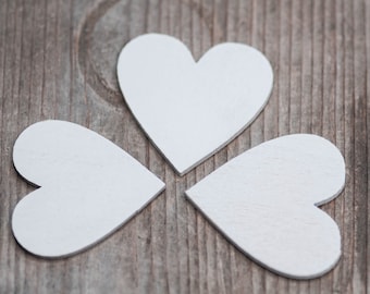 5cm White Wooden Hearts, Wedding Decor, Natural Rustic Craft Hearts, Scrap booking Heart Shapes, Decorative Wood Hearts, Wedding Table Decor