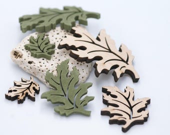 Wooden Oak Leaves – Set of 18 | Fall Craft Shapes in 2 Colors | 3 Sizes (Large, Medium, Small) | Autumn Decor, DIY Projects, Scrapbooking