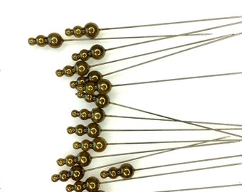 Große Perücke Styling Pins, Perücke Werkzeug, Corsage Pins dunkel Olivine Grün Head Pins Dekorative Pins 90mm pins Hochzeitsstrauß Pins, Dreifach Kopf Pins