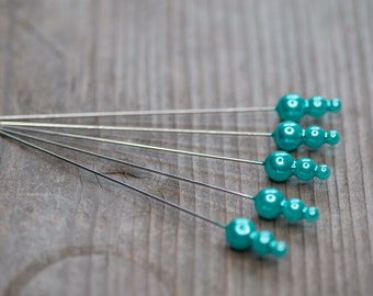 Grote Corsage Pins Turquoise Blue Head Pins Decoratieve Pins 90mm pin Bruidsboeket Pins, Pruik Pins, Triple Head Pins, Pruik Tool, Pruik Styling