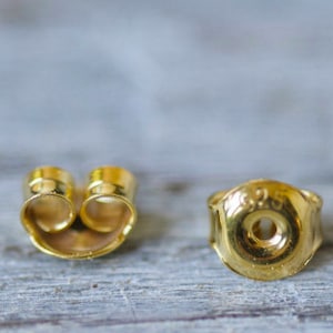 10pics Golden Plated Sterling Silver Butterfly Ear Nuts, 5.3mm Studs Earrings Closures, AG925 Sterling Silver Findings Earrings Making