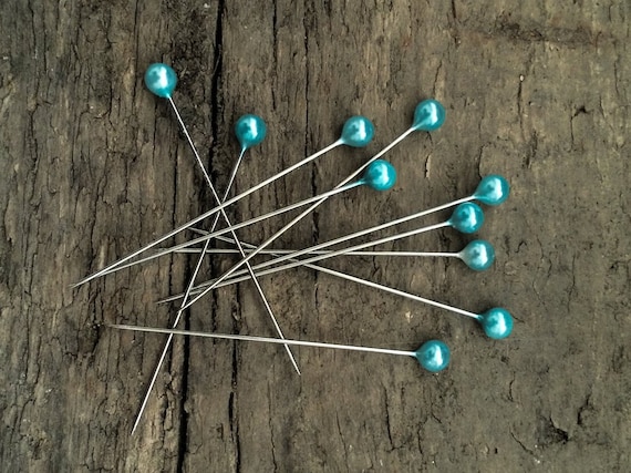 Blue Ball Point Pins Corsage Pins Blue Sewing Pins 5cm Long Turquoise Blue  Head Pins Flosirst Pins Bouquet Pins Quilting Pins Craft Pins 