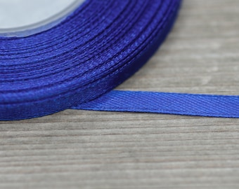 Royal Blue Satin Ribbon 6mm 35yards Wrapping Ribbon Bouquet Ribbon Craft Supply Single Face Ribbon 1 Roll Dark Navy Blue Hair Bows Ribbon