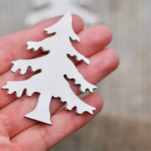 10pics White Wooden X-mas Trees Decor, Natural Rustic Craft CHristmas Trees, Scrapbooking X-mas Tree Shapes, Rustic Christmas Decorations image 5