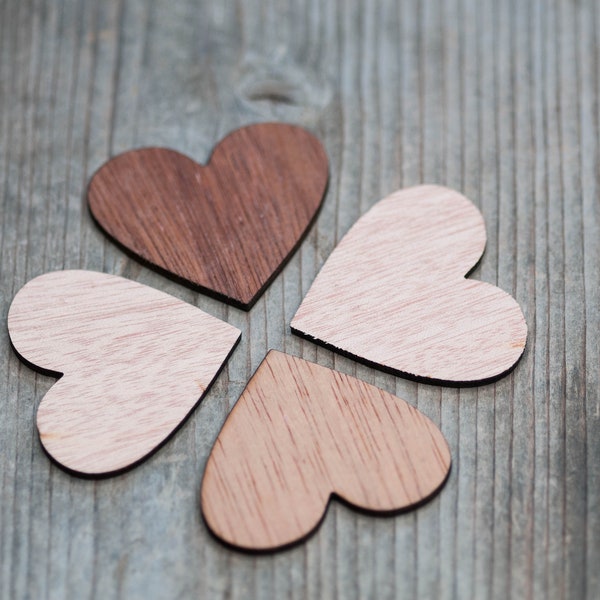 5cm Wooden Hearts, Wedding Decor, Natural Wood Rustic Craft Hearts, Scrap booking Heart Shapes, Decorative Wood Hearts, Wedding Table Decor