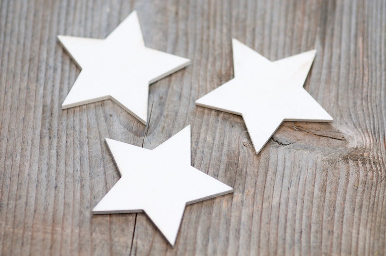 6cm White Wooden Stars X Mas Decor Natural Rustic Craft Etsy