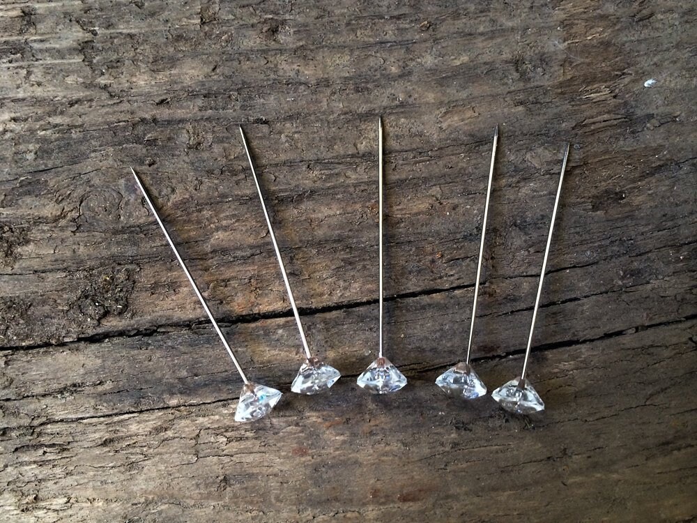 9mm Crystal Diamond Head Pins Plastic Pins Decorative Pins Etsy