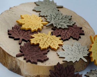 12pics Autumn Maple Leaves 4cm, Mix 3 colours, Fall Home Decor, Wooden Rustic House Warming, Autumn Ornaments, Wooden Maple Leaf, Maple Tags