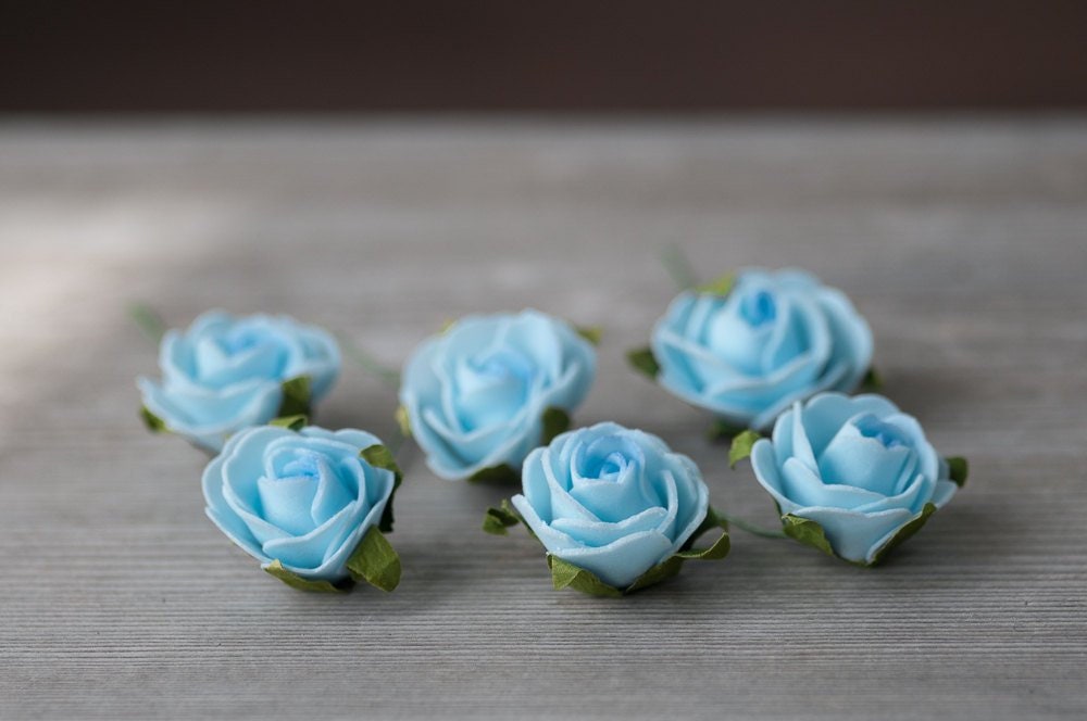 Light Blue Foam Roses Artificial Flowers for Crafts Blue Etsy
