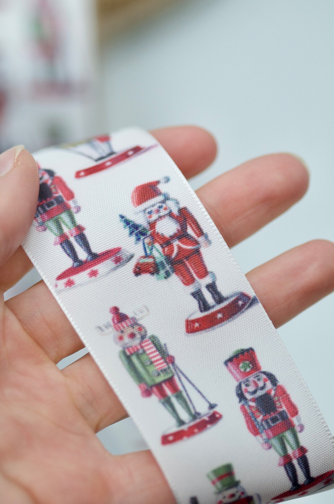 Xmas Ribbon for Gift Wrapping, 3.8cm Thick, 5m Long, Christmas Design ...