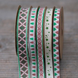 Conjunto decorativo de fita de Natal com 5 fitas de Natal, fitas de florista, fitas de buquê, fita artesanal de estrela, fita de renda, fita de algodão de Natal