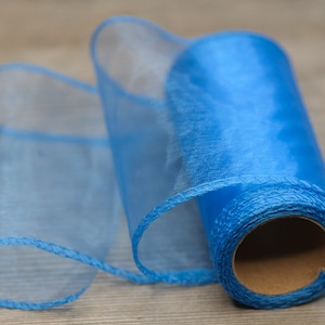 Dark Blue Sheer Ribbon Organza Ribbon 4.7&quot; Wide 9.3&quot; Long Ribbon Wedding Alley Decor Ribbon Costume Ribbon Florist Ribbon Blue Organza