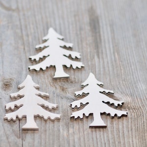 10pics White Wooden X-mas Trees Decor, Natural Rustic Craft CHristmas Trees, Scrapbooking X-mas Tree Shapes, Rustic Christmas Decorations image 1