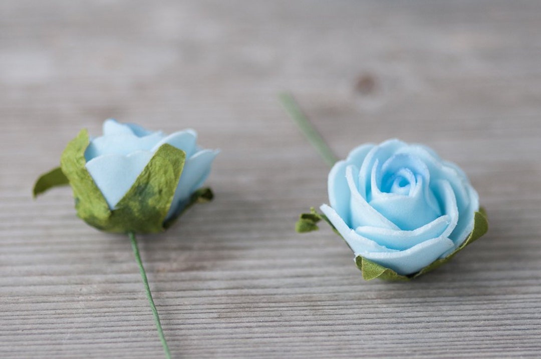 Light Blue Foam Roses Artificial Flowers for Crafts Blue Wedding