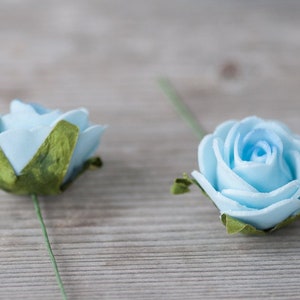 Light Blue Foam Roses Artificial Flowers for Crafts Blue Wedding Centerpiece Roses Craft Foam Roses Small Fake Rose Heads Shabby Chic Decor