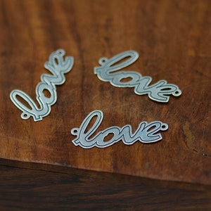 Love Sign Connector, Jewelry Making, Jewelry Connector, Sterling Silver Laser Cut Charm Findings, Siver Craft Supplies, Bracelet Connector image 1