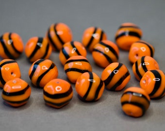 Lampwork Glass Beads Orange Black Beads Large Glass Beads Artisan Murano Glass Handmade Lampwork Beads Jewelry Making OOAK beads Unique Bead