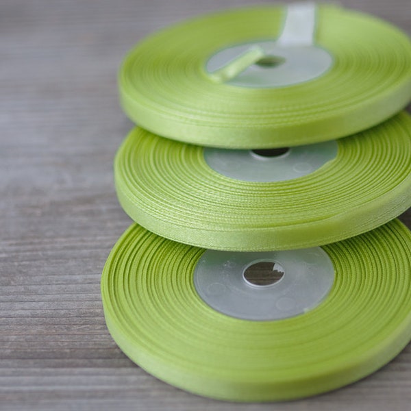 6mm Florist Ribbon Satin Ribbon Apple Green Ribbon Wedding Ribbon Bouquet Ribbon Floral Supply Thin Ribbon Pear Green Craft Ribbon