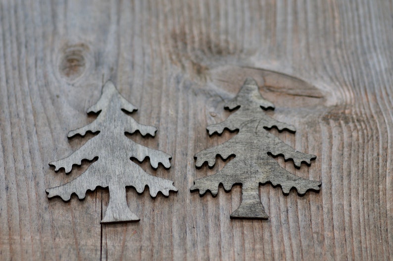 10pics Dark Wooden X-mas Trees Decor, Natural Rustic Craft CHristmas Trees, Scrapbooking X-mas Tree Shapes, Rustic Christmas Decorations image 6