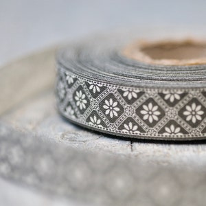 Nastro di cotone rustico grigio stile autunnale 0,59" di spessore 11 iarde di lunghezza, bellissimo nastro autunnale nastro decorativo stampato nastro in tessuto nastro di design