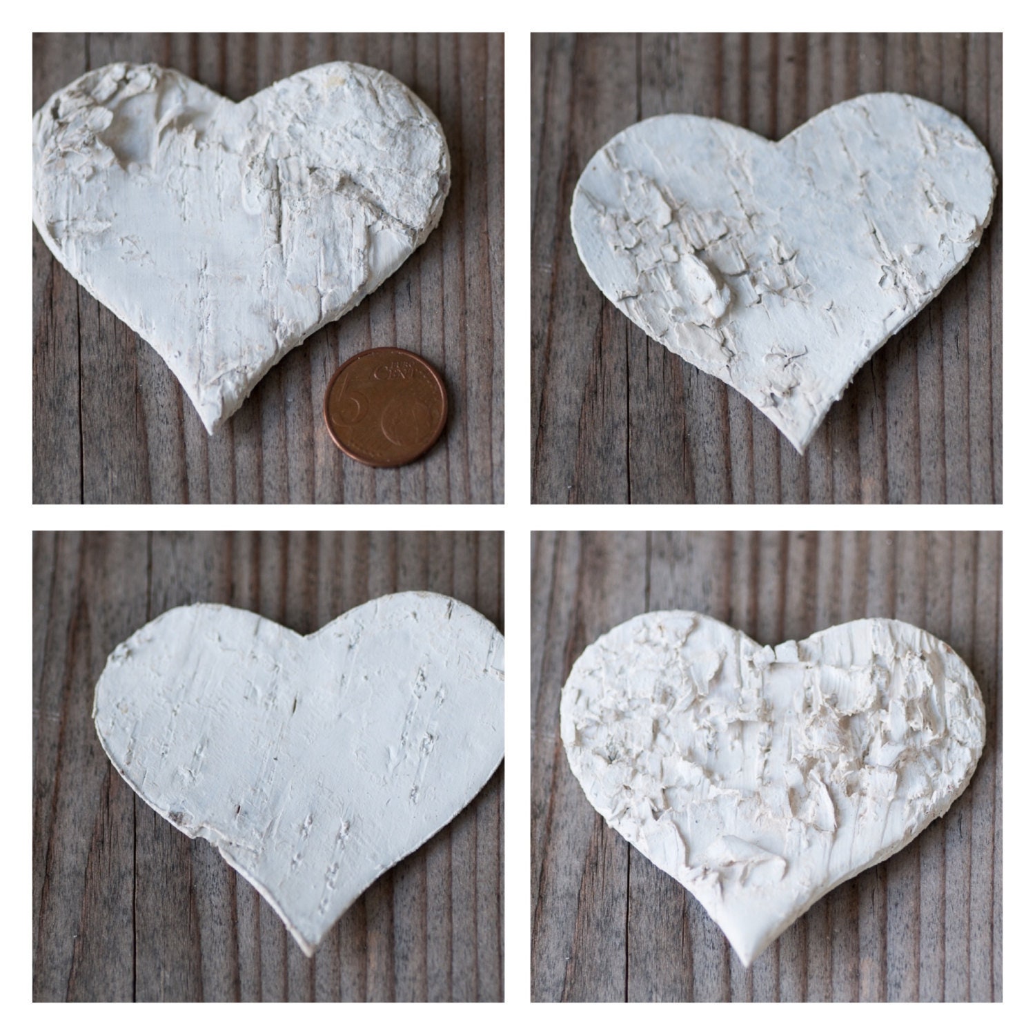 Cuore Decorativo Di Legno Sulla Corteccia Di Betulla Fotografia Stock