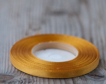 6mm Satin Ribbon Golden Brown Thin Ribbon 35yard Decorative Craft Supply Florist Bouquet Ribbon Double Face Wrapping Ribbon Gift Wrapping