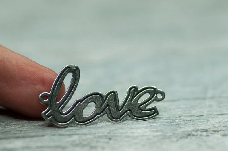 Love Sign Connector, Jewelry Making, Jewelry Connector, Sterling Silver Laser Cut Charm Findings, Siver Craft Supplies, Bracelet Connector image 5