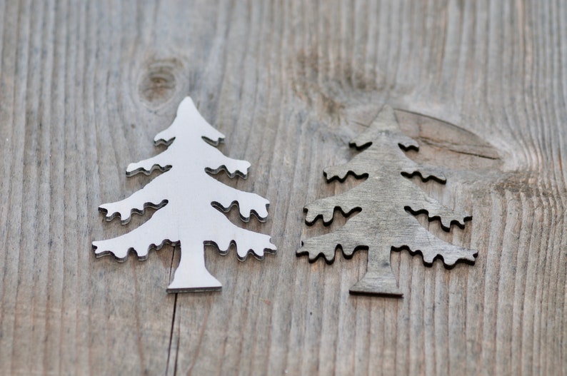 10pics White Wooden X-mas Trees Decor, Natural Rustic Craft CHristmas Trees, Scrapbooking X-mas Tree Shapes, Rustic Christmas Decorations image 9