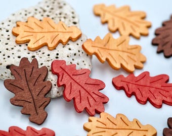 Eichenlaub aus Holz - 12er Set | 4 cm x 2,5 cm Herbstblatt Cutouts in 3 Herbstfarben | Rustikaler Bastelbedarf, DIY Dekor, Tischdekoration