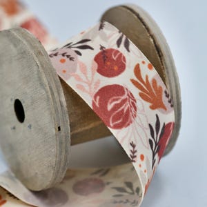 Autumn Floral Woven Ribbon: Fall Bouquet & Home Decor (3.5cm x 10m)
