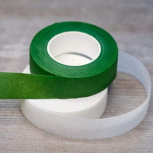 Taśma florystyczna 25 mm, taśma zielono-biała do łodyg kwiatowych, taśma kwiatowa, elastyczna taśma do owijania łodyg, materiały do bukietów, taśma do butonierek, taśma rzemieślnicza