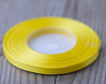 Satin Ribbon 6mm Sunny Yellow Thin Ribbon Decorative Spring Supply 35yard Bouquet Ribbon Florist Supply Easter Crafts Supplies Yellow Ribbon