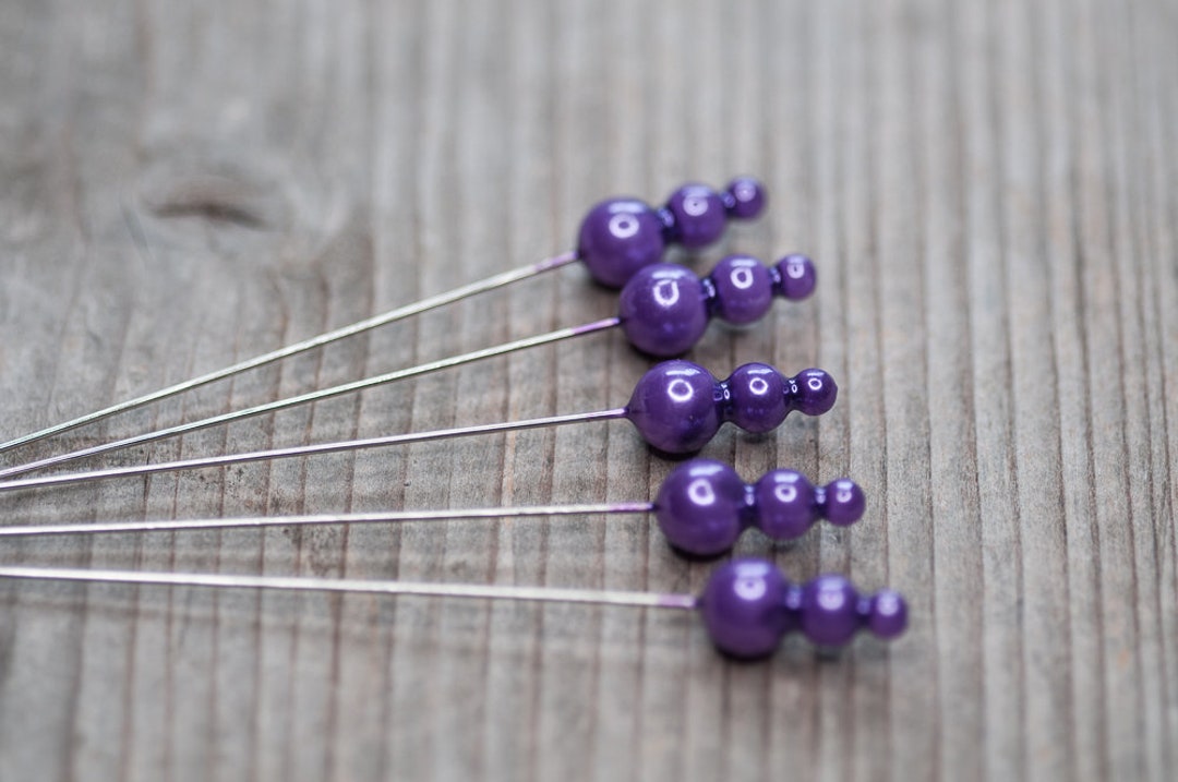 Large Wig Styling Pins, Corsage Pins Purple Head Pins Decorative Pins