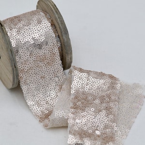 Fita de lantejoulas rosa pastel 3m de comprimento, fita delicada e bonita para casamento, suprimentos para artesanato, suprimentos para vestido de dança, fita com glitter