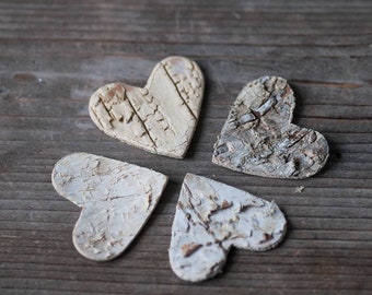 3.5cm Birch Bark Heart, Wedding Heart Decoration Heart Confetti, Wooden Heart, Rustic Heart, Rustic Wedding, Natural Bark Heart, Birch Heart