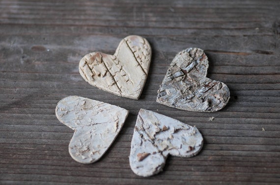 3.5cm Birch Bark Heart, Wedding Heart Decoration Heart Confetti, Wooden Heart, Rustic Heart, Rustic Wedding, Natural Bark Heart, Birch Heart