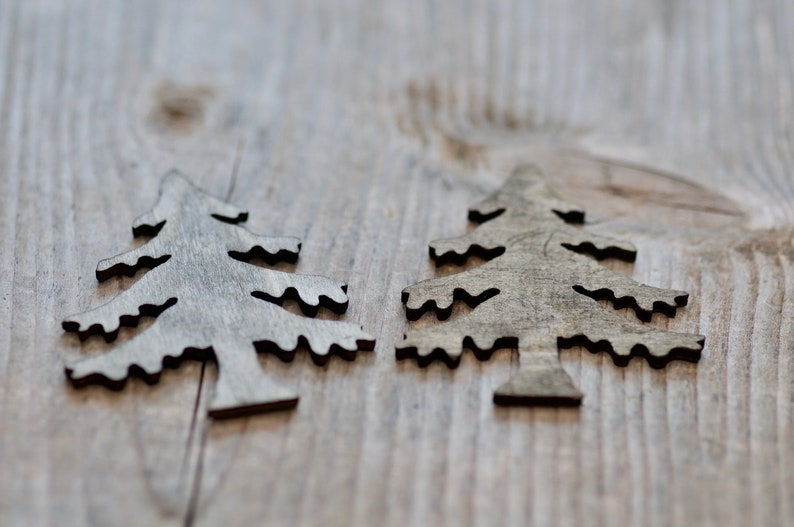 10pics Dark Wooden X-mas Trees Decor, Natural Rustic Craft CHristmas Trees, Scrapbooking X-mas Tree Shapes, Rustic Christmas Decorations image 3