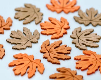 Wooden Maple Leaves – Set of 12 | 4x3.5cm Fall Craft Leaves in 3 Warm Tones | Rustic Autumn Decor | Table Scatter & DIY Supplies