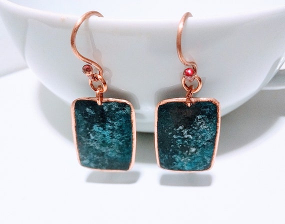 Pendientes Geométricos Ethnic En Cobre Oxidado En Azul Blue - Etsy