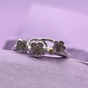 BAGUE FLEUR Argent, bijoux fleur de prunier, bague florale, bague fleur fleur de prunier, bague hiver, bague élégante en argent sterling, cadeau pour maman