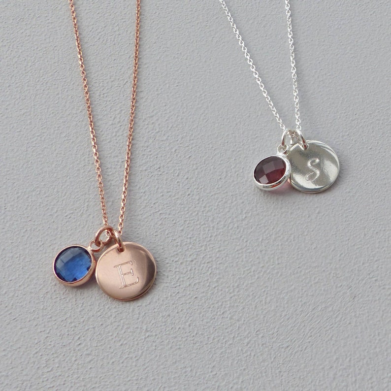 Birthstone Jewelry Birth Month Personalized Necklace,Birthday Gift Birthstone Necklace Initial Necklace Circle Necklace