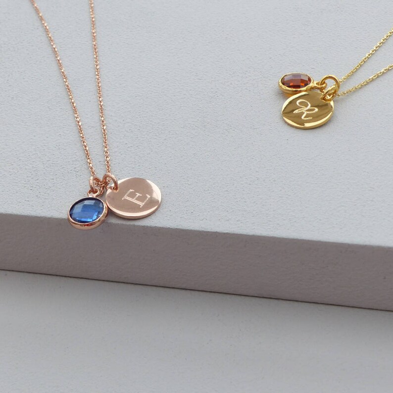 Birthstone Jewelry Birth Month Personalized Necklace,Birthday Gift Birthstone Necklace Initial Necklace Circle Necklace