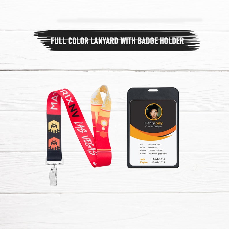 Custom ID Lanyard With Badge Holder -Full Color Personalised Lan Custom ID Lanyard With Badge Holder -Full Color Personalised Lan