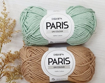 DROPS PARIS Cotton knitting Yarn, Summer yarn, Worsted Yarn, Soft Aran weight Yarn, Crochet cotton yarn Natural yarn