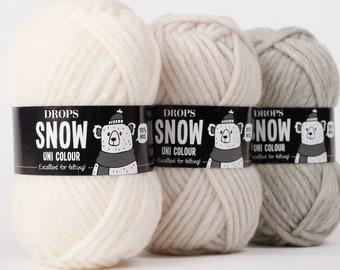 DROPS SNOW-ESKIMO-knitting yarn-Bulky yarn-Big yarn-Chunky wool yarn-Feltable yarn-Winter yarn-Crochet yarn