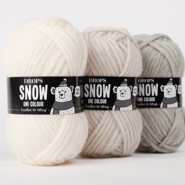 DROPS SNOW-ESKIMO-knitting yarn-Bulky yarn-Big yarn-Chunky wool yarn-Feltable yarn-Winter yarn-Crochet yarn