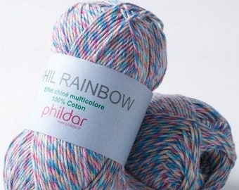 Phildar RAINBOW  soft cotton yarn, summer cotton yarn, crochet yarn, yarn multicolored cotton, yarn for baby