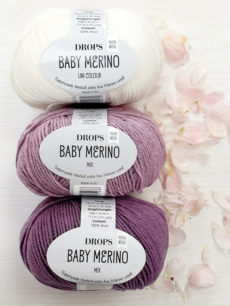 DROPS Baby Merino knitting yarn Superwash treated extra fine merino wool yarn Sport Garnstudio design 50g image 1